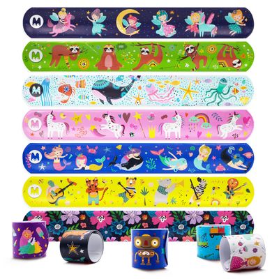 Magicat Premium Slap Bracelets - 12 Fun Snap Bracelets for Kids - Girls and Boys Birthday Party Gift, Classroom Prizes and Basket Stuffers - Slap Bracelets for Kids - Unicorn, Robot, Princess