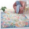 SAFAVIEH Washable Rug Paint Brush Collection - 6'7" Square, Navy & Orange, Slip Resistant & Easy to Clean, Ideal for Living Room, Bedroom, Nursery, Kids Playroom, Dining Space (PTB157N) view 1