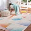 SAFAVIEH Washable Rug Paint Brush Collection - 6'7" Square, Pink & Blue, Slip Resistant & Easy to Clean, Ideal for Living Room, Bedroom, Nursery, Kids Playroom, Dining Space (PTB189U) view 1