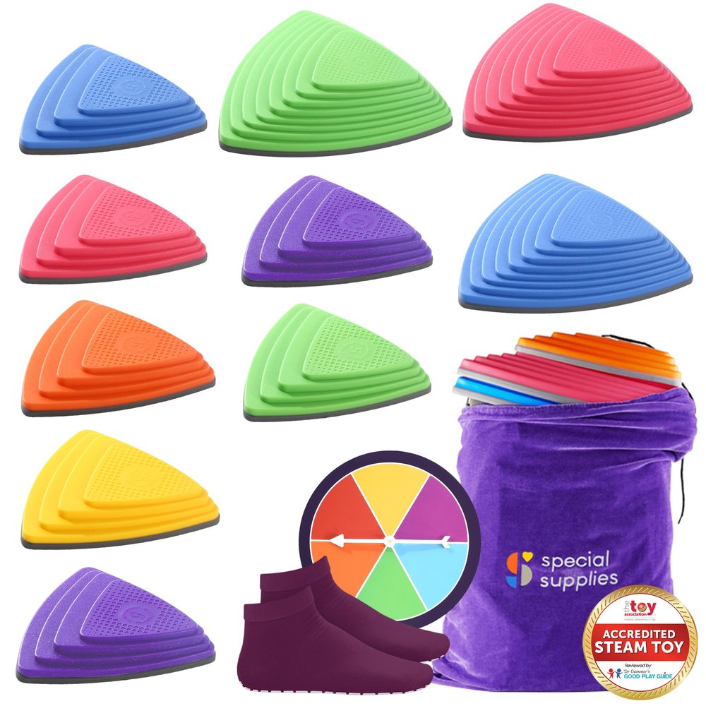 Special Supplies 10 Stepping Stones for Kids Indoor and Outdoor Balance Blocks Promote Coordination, Balance Strength Child Safe Rubber, Non-Slip Edging (Primary)