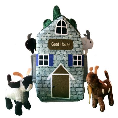 Adore 12" Goat Farm House Stuffed Animal Plush Playset