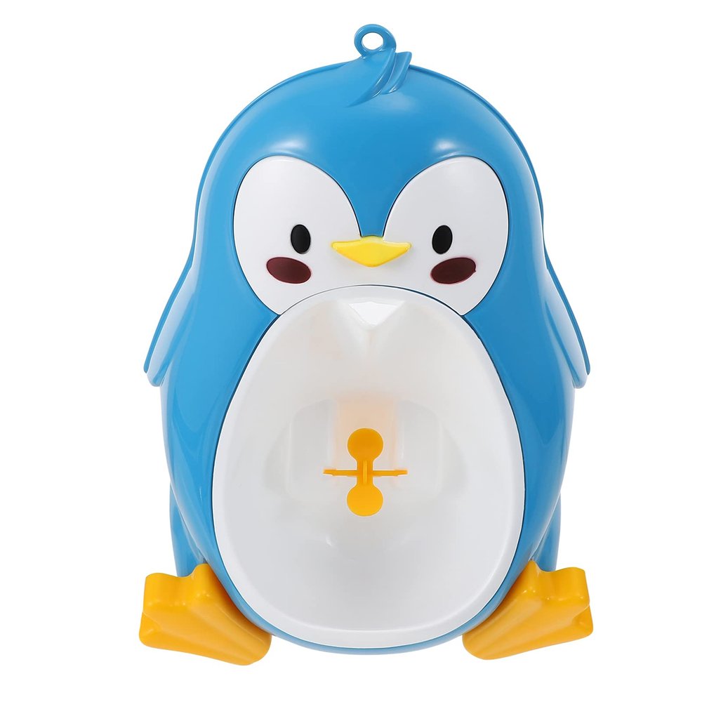 Boy Pee Potty with Aiming Potty Training Urinal Penguin Training Urinal Toddler Pee Trainer Toilet Bathroom Funny Baby (Blue)