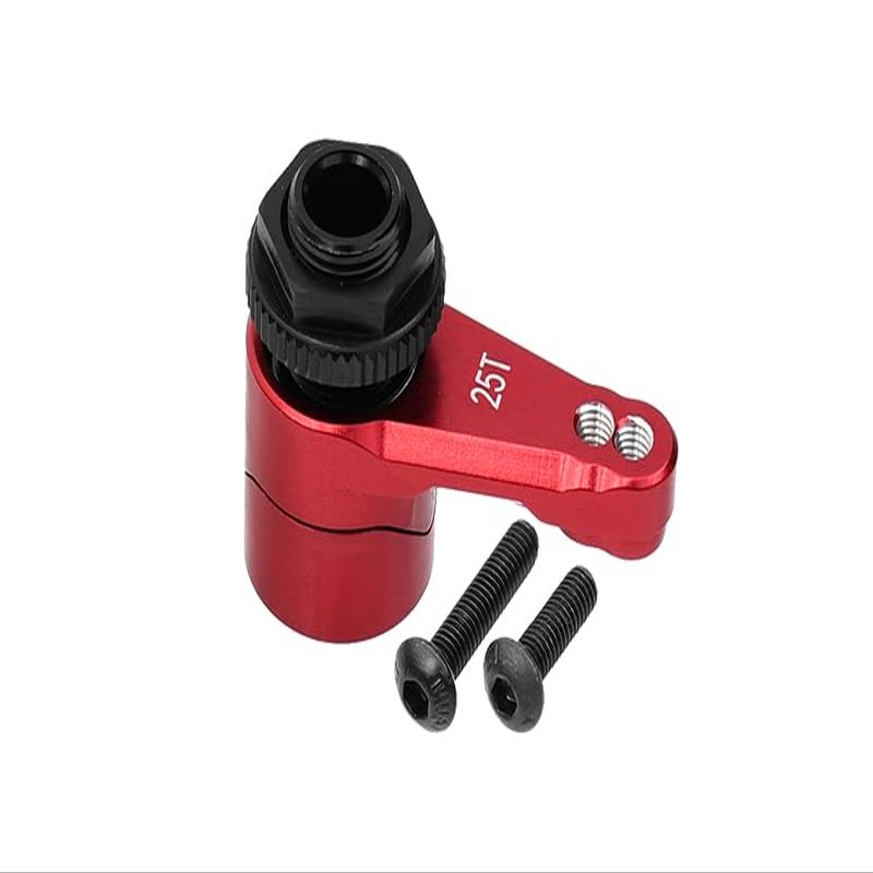 Axial 1/10 RBX10 Ryft 4WD Rock Bouncer Upgrade Parts Aluminum 7075 25T Servo Horn With Built-In Spring (2 Positioning Holes) - 3Pc Set Red