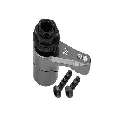 Axial 1/10 RBX10 Ryft 4WD Rock Bouncer Upgrade Parts Aluminum 7075 25T Servo Horn With Built-In Spring (2 Positioning Holes) - 3Pc Set Gray Silver