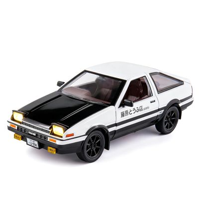 BDTCTK 1/24 AE86 Initial D Model Car Big Toy Car, Zinc Alloy Pull Back Toy Car with Sound and Light for Kids Boy Girl Gift (Black)