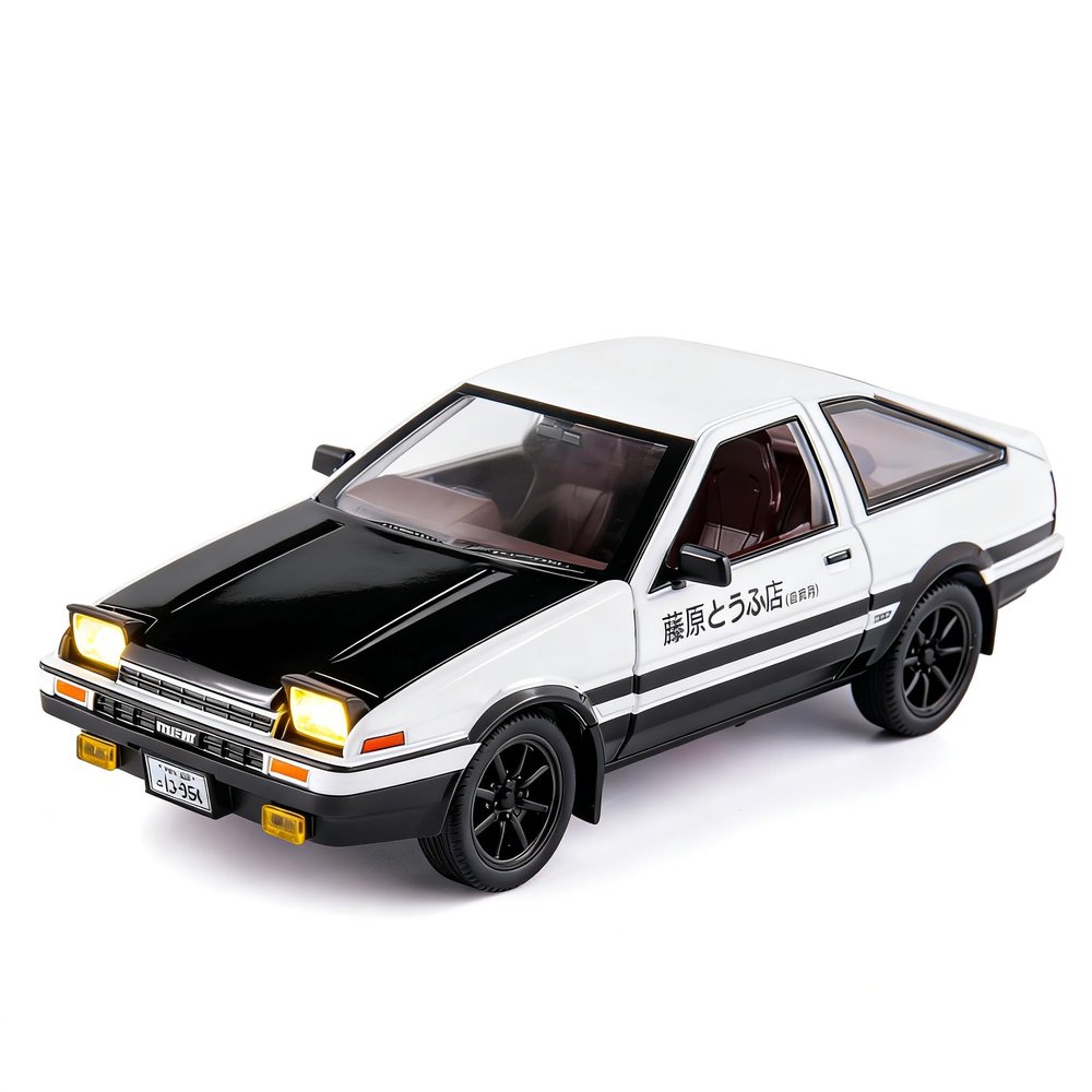 BDTCTK 1/24 AE86 Initial D Model Car Big Toy Car, Zinc Alloy Pull Back Toy Car with Sound and Light for Kids Boy Girl Gift (Black)