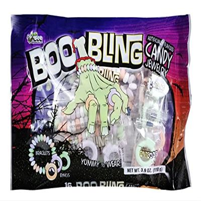 Bee Boo Bling Halloween Candy Jewelry - 16 Count Bracelets Rings 3.9 oz