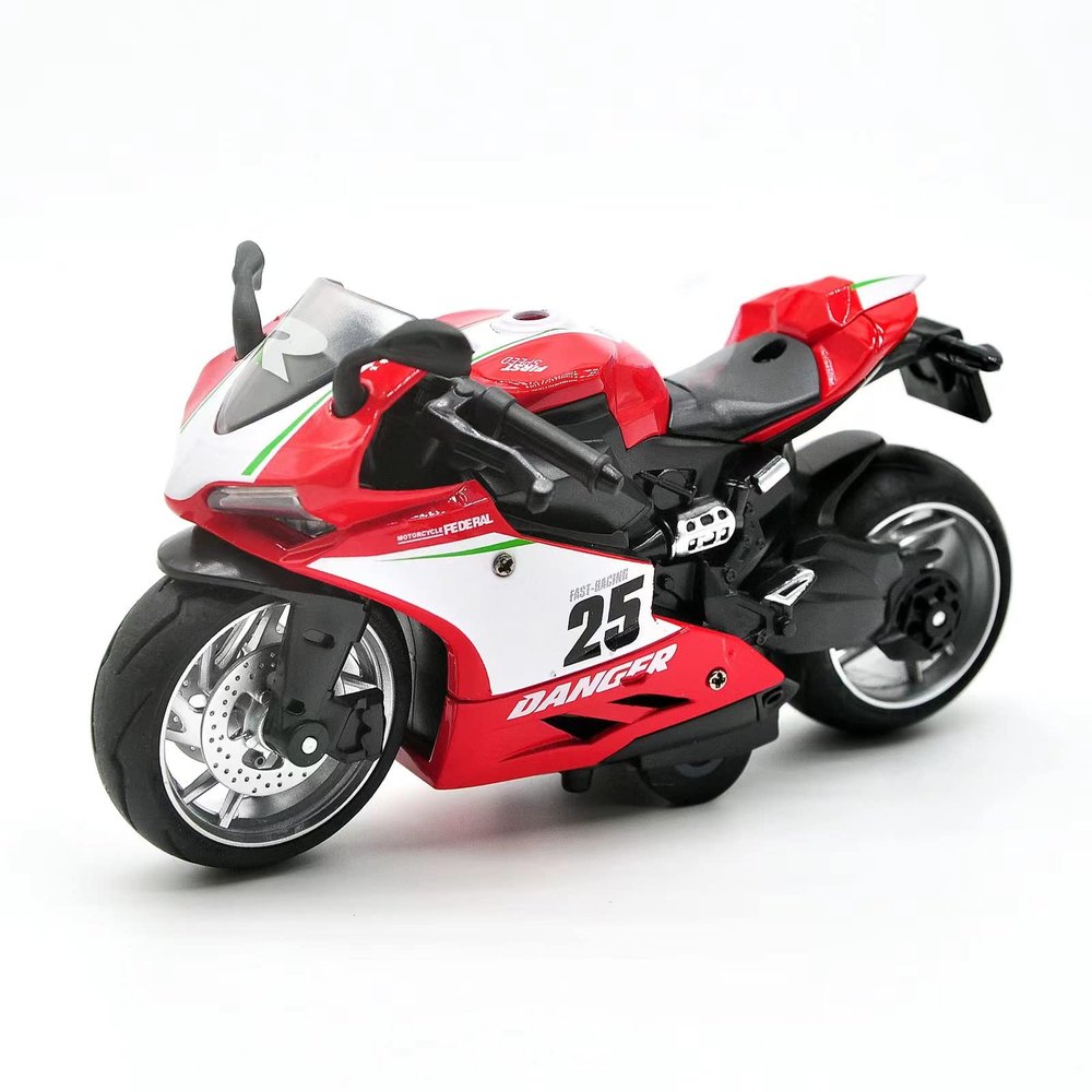CYYSFIVQZ Toy Motorcycle,Pull Back Motorcycle Toy with Sounds and Lights,1:12 Scale Motorcycle Model Toy for Kids, Pull Back Vehicle for Age 3+ Year Old Birthday Christmas Party Supplies (Red)