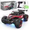 LARVEY 1:16 Scale Remote Control Car, 20 Km/h High Speed Remote Control Truck Off Road RC Monster Vehicle with LED Headlights and Chassis Lights, Electric Toy for Boys Kids and Adults view 1