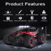 LARVEY 1:16 Scale Remote Control Car, 20 Km/h High Speed Remote Control Truck Off Road RC Monster Vehicle with LED Headlights and Chassis Lights, Electric Toy for Boys Kids and Adults view 2