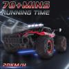 LARVEY 1:16 Scale Remote Control Car, 20 Km/h High Speed Remote Control Truck Off Road RC Monster Vehicle with LED Headlights and Chassis Lights, Electric Toy for Boys Kids and Adults view 3