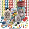 HAPPY JACK & MERRY Metal Jacks Game with Ball Classic and Marbles, Metal Jax and 2 Bouncy Red Ball with Bag for Family Games Night view 1