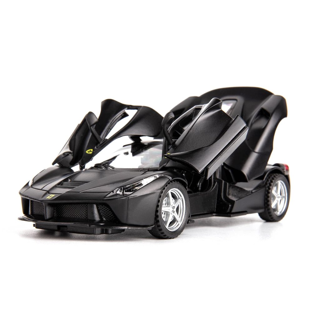 BDTCTK 1:32 Farrari Car Model Pull Back Car with Sound and Light for Kids Boy Girl, Metal Body Door Opened Black