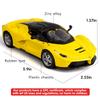 BDTCTK 1:32 Farrari Car Model Pull Back Car with Sound and Light for Kids Boy Girl, Metal Body Door Opened Yellow view 3