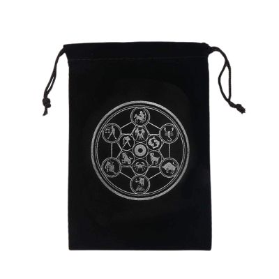 Mysterious Black Magic Divination Tarot & Dice Bag, Tarot Card Pouch, Constellation Pattern Board Game Drawstring Jewelry Drawstring Bag, Black Tarot Card Holder Travel & Gift Bag