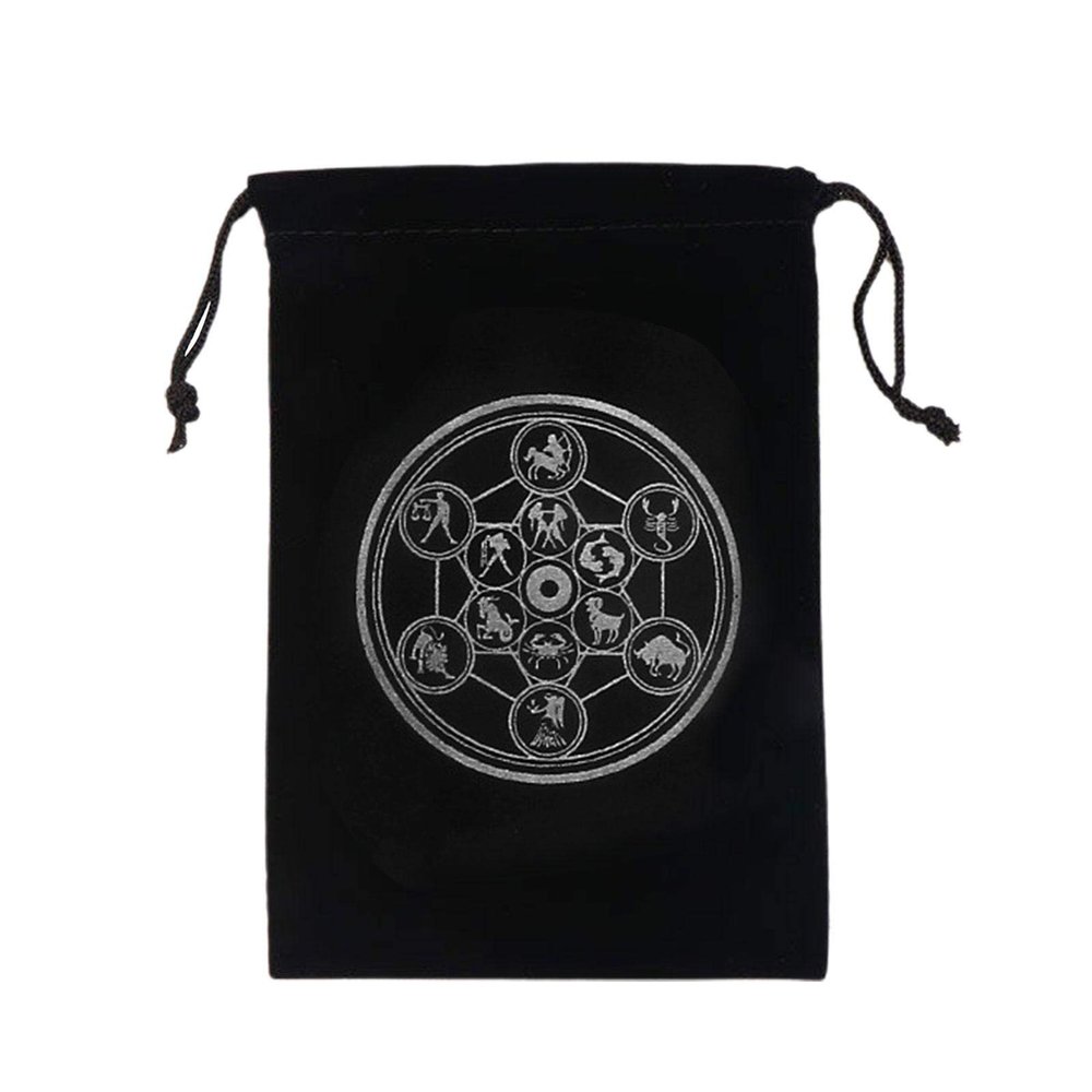 Mysterious Black Magic Divination Tarot & Dice Bag, Tarot Card Pouch, Constellation Pattern Board Game Drawstring Jewelry Drawstring Bag, Black Tarot Card Holder Travel & Gift Bag