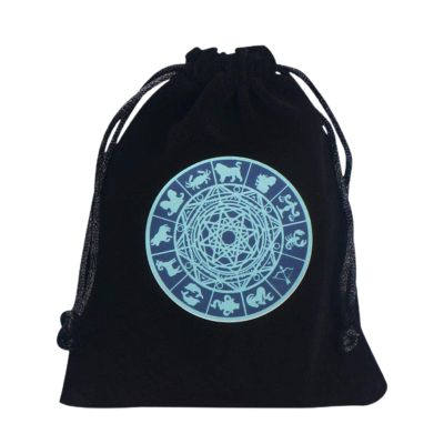 Tarot & Dice Bag, Velvet & Satin Tarot Pouch, Constellation Pattern Board Game Drawstring Jewelry Storage Bag, Tarot Card Holder Bag Pouch l Travel & Gift Bag