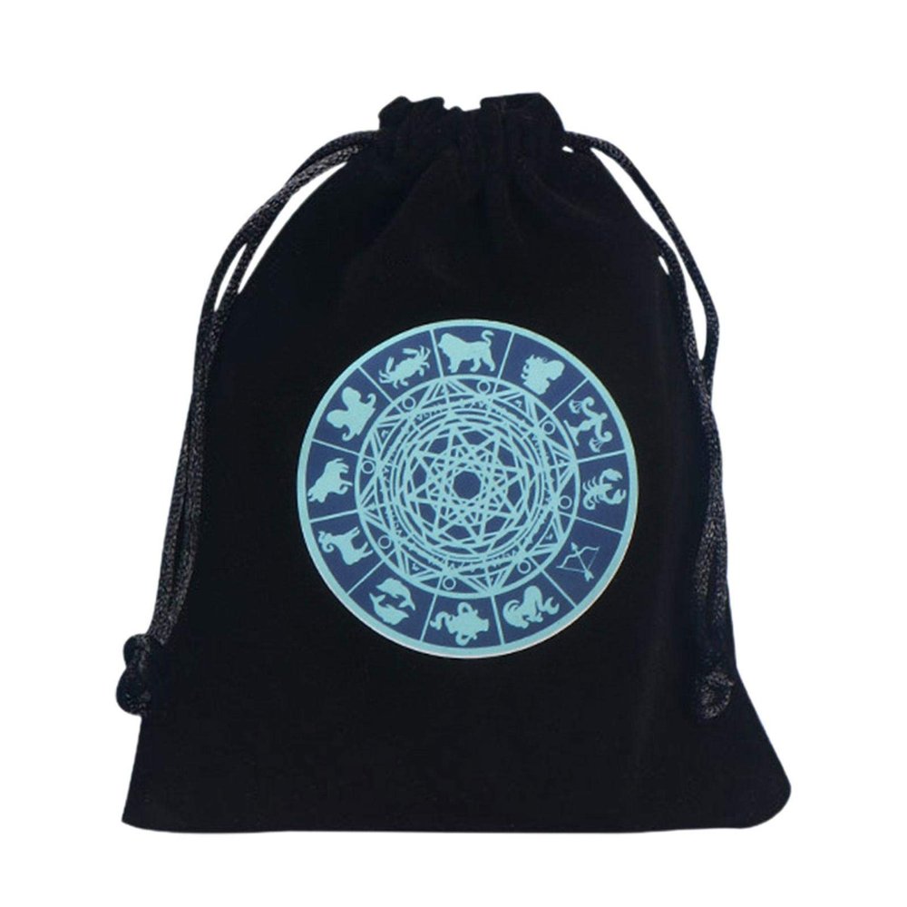Tarot & Dice Bag, Velvet & Satin Tarot Pouch, Constellation Pattern Board Game Drawstring Jewelry Storage Bag, Tarot Card Holder Bag Pouch l Travel & Gift Bag