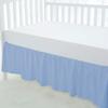 100% Egyptian Cotton, Nursery Crib Toddler (28" x 52" + 14") 800 Thread Count Crib Skirt Dust Ruffle, Bedding Skirts for Baby Boys or Girls, 14" Drop, Light Blue Solid view 2