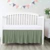100% Egyptian Cotton, Nursery Crib Toddler (28" x 52" + 14") 800 Thread Count Crib Skirt Dust Ruffle, Bedding Skirts for Baby Boys or Girls, 14" Drop, Sage Solid view 1