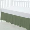 100% Egyptian Cotton, Nursery Crib Toddler (28" x 52" + 14") 800 Thread Count Crib Skirt Dust Ruffle, Bedding Skirts for Baby Boys or Girls, 14" Drop, Sage Solid view 2