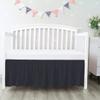 100% Egyptian Cotton, Nursery Crib Toddler (28" x 52" + 14") 800 Thread Count Crib Skirt Dust Ruffle, Bedding Skirts for Baby Boys or Girls, 14" Drop, Black Solid view 1