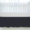 100% Egyptian Cotton, Nursery Crib Toddler (28" x 52" + 14") 800 Thread Count Crib Skirt Dust Ruffle, Bedding Skirts for Baby Boys or Girls, 14" Drop, Black Solid view 3