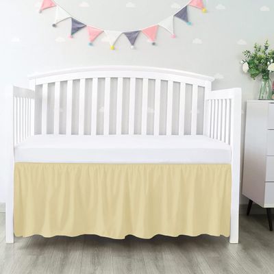 100% Egyptian Cotton, Nursery Crib Toddler (28" x 52" + 14") 800 Thread Count Crib Skirt Dust Ruffle, Bedding Skirts for Baby Boys or Girls, 14" Drop, Ivory Solid