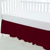 100% Egyptian Cotton, Nursery Crib Toddler (28" x 52" + 14") 800 Thread Count Crib Skirt Dust Ruffle, Bedding Skirts for Baby Boys or Girls, 14" Drop, Burgundy Solid view 2
