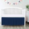 100% Egyptian Cotton, Nursery Crib Toddler (28" x 52" + 14") 800 Thread Count Crib Skirt Dust Ruffle, Bedding Skirts for Baby Boys or Girls, 14" Drop, Navy Blue Solid view 1