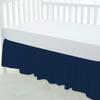 100% Egyptian Cotton, Nursery Crib Toddler (28" x 52" + 14") 800 Thread Count Crib Skirt Dust Ruffle, Bedding Skirts for Baby Boys or Girls, 14" Drop, Navy Blue Solid view 2