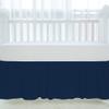 100% Egyptian Cotton, Nursery Crib Toddler (28" x 52" + 14") 800 Thread Count Crib Skirt Dust Ruffle, Bedding Skirts for Baby Boys or Girls, 14" Drop, Navy Blue Solid view 3