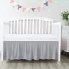 100% Egyptian Cotton, Nursery Crib Toddler (28" x 52" + 14") 800 Thread Count Crib Skirt Dust Ruffle, Bedding Skirts for Baby Boys or Girls, 14" Drop, Silver Solid view 1