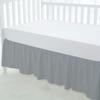 100% Egyptian Cotton, Nursery Crib Toddler (28" x 52" + 14") 800 Thread Count Crib Skirt Dust Ruffle, Bedding Skirts for Baby Boys or Girls, 14" Drop, Silver Solid view 2