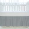 100% Egyptian Cotton, Nursery Crib Toddler (28" x 52" + 14") 800 Thread Count Crib Skirt Dust Ruffle, Bedding Skirts for Baby Boys or Girls, 14" Drop, Silver Solid view 3