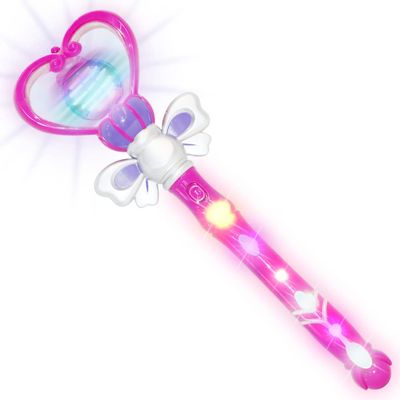 ArtCreativity Light Up Heart Wand for Kids 13.5-Inch Magical Princess Wand with Spinning LEDs & Sound, Perfect Valentines Day Gift for Girls, Toy Wands for Kids, Purple Light Up Princess