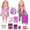 ARTST 14-Inch-Girl-Doll-Travel-Suitcase-Play-Set Doll- Clothes- Accessories Including Luggage Cute Backpack 2 Sets of Clothes- Shoes Camera Computer Phone Tablet Passport (14 inch) view 1