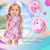 ARTST 14-Inch-Girl-Doll-Travel-Suitcase-Play-Set Doll- Clothes- Accessories Including Luggage Cute Backpack 2 Sets of Clothes- Shoes Camera Computer Phone Tablet Passport (14 inch) view 3