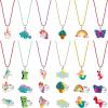 SOTOGO 24 Pieces Girls Necklaces and Rings Set Colorful Gift Party Favors Friendship Pretend Dress up Play Jewelry for Kids Child Toddler, Clever Style view 1