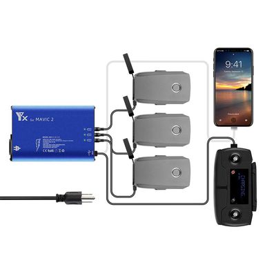 LYONGTECH Battery Charger for DJI Mavic 2 Pro/Zoom Drone,5 in 1 Rapid Smart Battery Charging Hub (Simultaneous Charge 3 Batteries & 2 USB Ports)