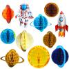 11 Pieces Outer Space Party Decorations Solar System Hanging Decorations Galaxy Planet Honeycomb Hanging Supplies 3D Rocket Astronaut for Kids Solar System Space Birthday Party Ceiling Ornaments Decor view 1