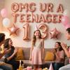 13th Birthday Decorations for Girls, Rose Gold OMG UR A Teenager Balloons, Happy 13th Birthday Banner Number 13 Foil Balloons Official Teenager 13 Years Old Birthday Girls(13th) view 3