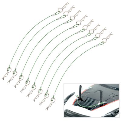 8Pack ShareGoo Metal Clip R Pin Rod with Steel Anti-Lost Rope RC Body Shell Clip Wire Compatible with 1/8 1/10 Traxxas HSP Arrma Axial Redcat RC Car Truck Crawler (Green)