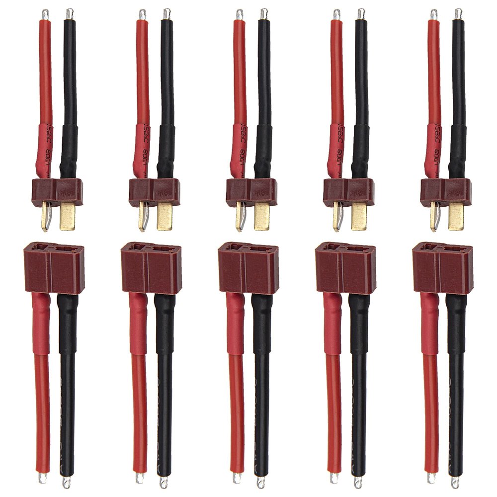 5Pairs ShareGoo T Plug Male Female Connector with 50mm 14AWG Silicone Wire Cable for RC Drone Quadcopter Car Boat Lipo Battery ESC Charger