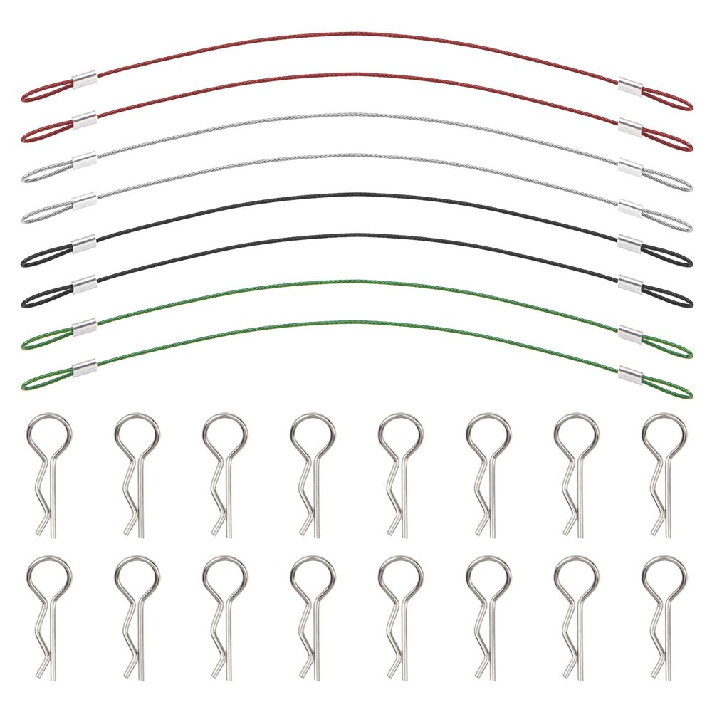 8Pcs ShareGoo Metal Clip R Pin Rod with Steel Anti-Lost Rope RC Body Shell Clip Wire Compatible with 1/8 1/10 Traxxas HSP Arrma Axial Redcat RC Car Truck Crawler (Multiple Colour)