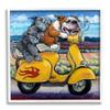 Stupell Industries Scooter Dogs Yellow Moped Southwestern Landscape Mountain Bulldogs, Design by CR Townsend White Framed Wall Art, 17 x 17 view 1