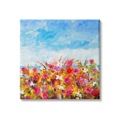 Stupell Industries Bold Summer Blooming Flower Field Under Cloudy Sky