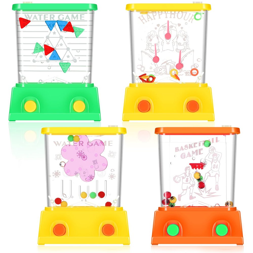 Gejoy 4 Pieces Water Games Handheld Easter Basket Stuffers for Kids Water Ring Toss Handheld Game Mini Retro Pastime Car Toys Fidget Autism Toys for Easter Children Boys Girls Birthday(Classic Style)