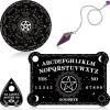 Threan Pendulum Dowsing Divination Board with Amethyst Set Wooden Spirit Talking Board Metaphysical Message Crystal Pendulum Necklace with Planchette for Wiccan Supply(Star Style) view 1
