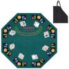 48 Inch Foldable Poker Table Card Topper, Portable 8-Player Poker Tabletop Mat w/Cup Holder and Carrying Bag,Texas Hold 'Em Foam Poker Table Top Layout for Blackjack Board Game,Green Speed Felt view 1